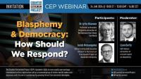 flyer for cep webinar on blasphemy and democracy 012424